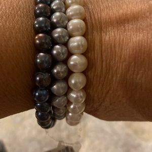 Elegance one, two or three freshwater pearls bracelets.